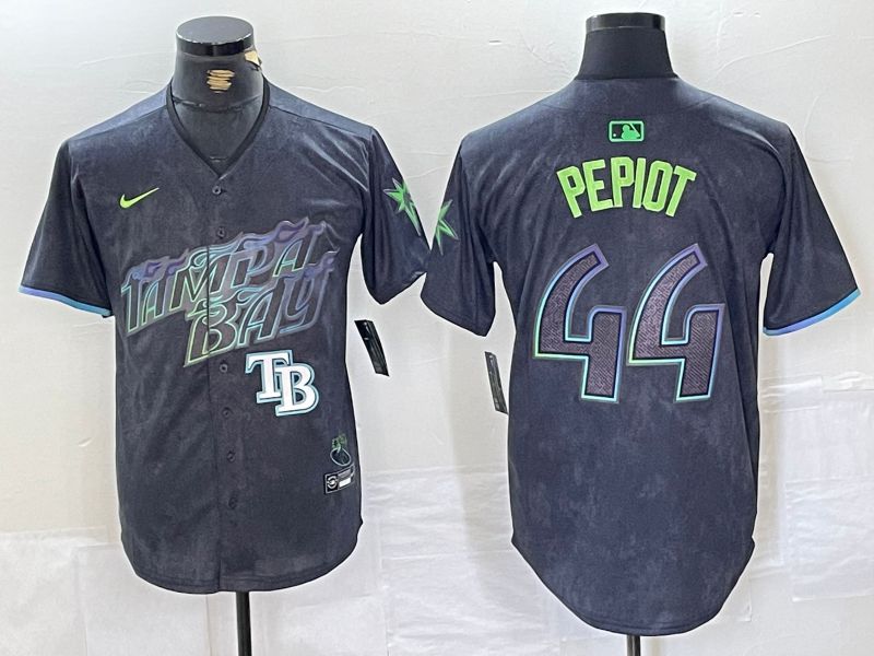 Men Tampa Bay Rays 44 Pepiot Black City Edition Nike 2024 MLB Jersey style 4